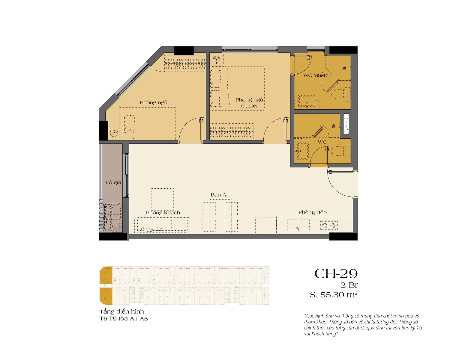 thiết kế căn hộ 2 phòng ngủ sun urban city hà nam
