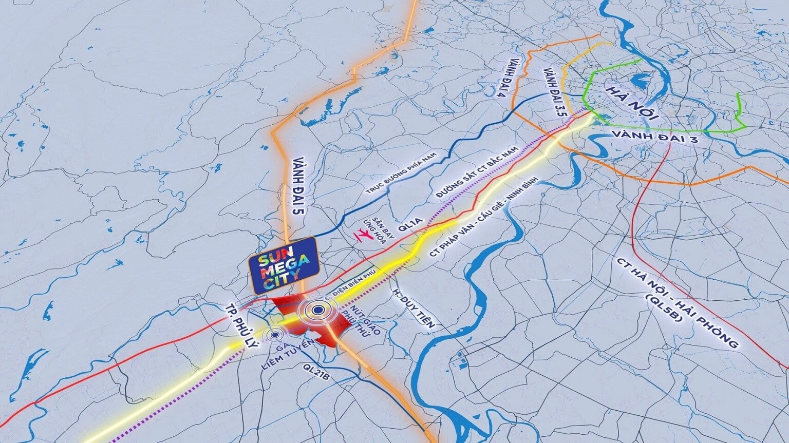 vị trí dự án sun mega city hà nam